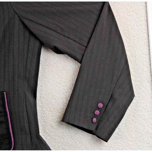 Torrid Womens Size 3 Pinstripe Blazer Pink Trim Bow Pockets Tie Back NWT - Picture 5 of 16